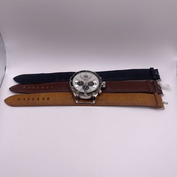 American Exchange Men's Brown Leather 3 PCS. Watch Set - Picture 7 of 12